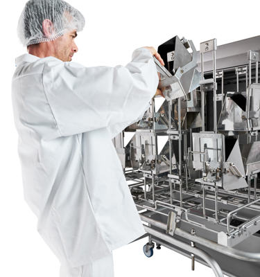 Industrielt rengøringssystem til multihead weighers komponenter